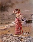 Alfred Stevens Femme Elegante Voyant Filer Un Vapeur painting